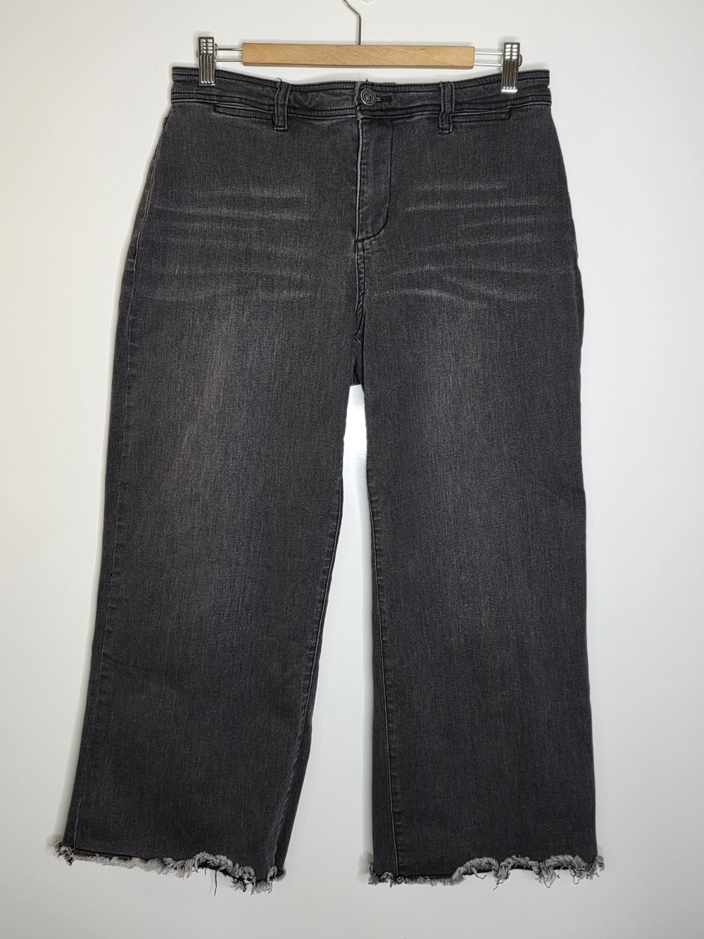 Tribal Washed Black Audrey Mid-rise Wide Leg Crop Jeans Size 10 Great Condition